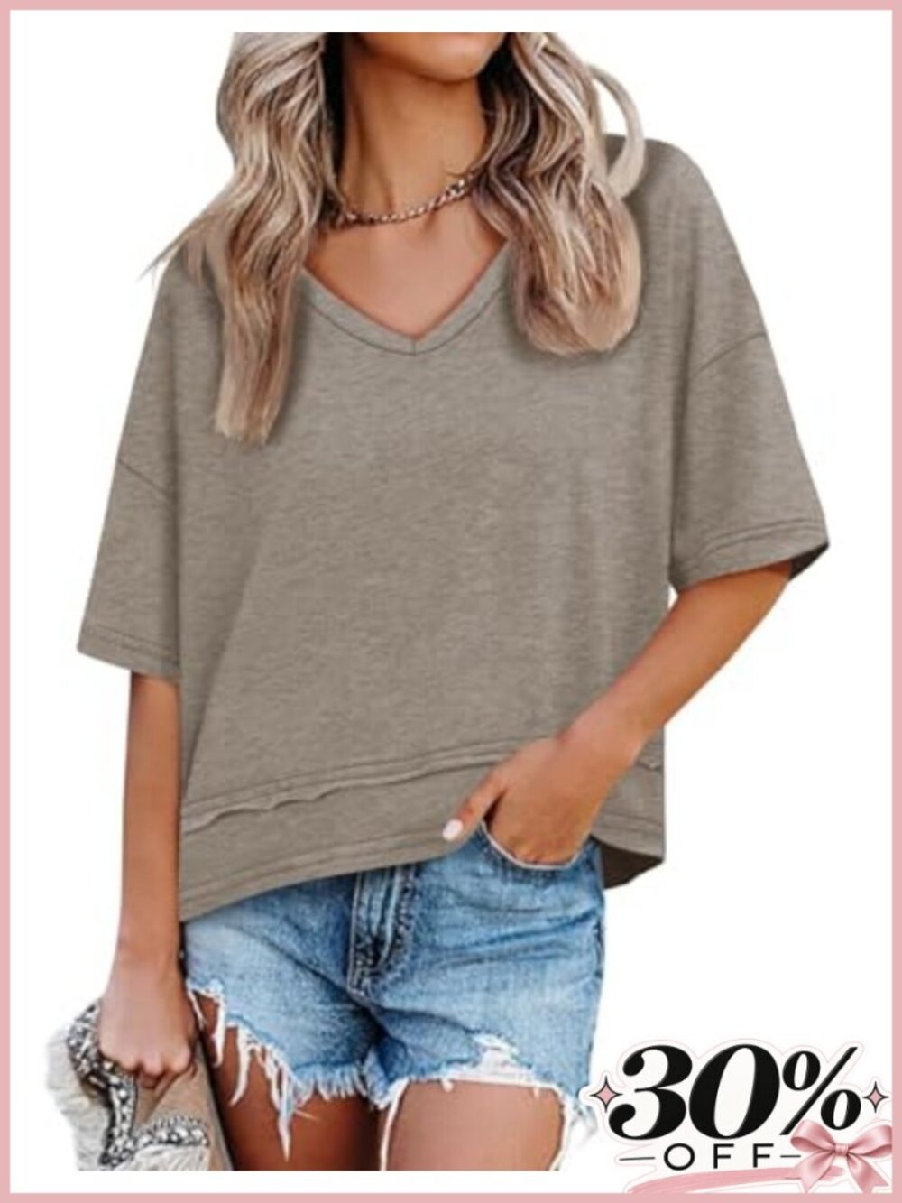 Womens V Neck T Shirts Summer Trendy Loose Fit Casual Tops Tees Soft Stretchable